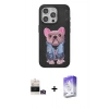MARSİLYAN™- iPhone 14 Pro Max Kılıf İz Minimal Koleksiyonu - Siyah Bilvis 5in1 3D Magic Cam Ekran Koruyucu + Bilvis Titan Kamera Lens - GD