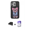 MARSİLYAN™- iPhone 14 Pro Max Kılıf İz Minimal Koleksiyonu - Siyah Bilvis 5in1 3D Magic Cam Ekran Koruyucu + Raze Metal Kamera Lens - GS