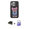 MARSİLYAN™- iPhone 14 Pro Max Kılıf İz Minimal Koleksiyonu - Siyah Bilvis 5in1 5D Magic Hayalet Cam Ekran Koruyucu + Raze Metal Kamera Lens - GD