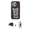 MARSİLYAN™- iPhone 14 Pro Max Kılıf İz Minimal Koleksiyonu - Siyah Bilvis Hayalet Cam Ekran Koruyucu + Raze Metal Kamera Lens - GD