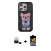 MARSİLYAN™- iPhone 14 Pro Max Kılıf İz Minimal Koleksiyonu - Siyah Buffer Hayalet Cam Ekran Koruyucu + Bilvis Titan Kamera Lens - SH