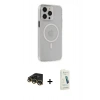 MARSİLYAN™- iPhone 14 Pro Max Kılıf Kıvılcım Asil Özel Seri - Şeffaf Pasifik Cam Ekran Koruyucu + Gold Raze Metal Kamera Lens
