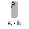 MARSİLYAN™- iPhone 14 Pro Max Kılıf Kıvılcım Asil Özel Seri - Şeffaf Royal Nano Ekran Koruyucu + Gümüş Bilvis Titan Kamera Lens