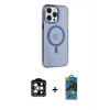MARSİLYAN™- iPhone 14 Pro Max Kılıf Kıvılcım Asil Özel Seri - Siyah 18D Cam Ekran Koruyucu + PVD Metal Kamera Lens - TU
