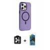 MARSİLYAN™- iPhone 14 Pro Max Kılıf Kıvılcım Asil Özel Seri - Siyah 18D Cam Ekran Koruyucu + PVD Metal Kamera Lens - TU