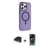 MARSİLYAN™- iPhone 14 Pro Max Kılıf Kıvılcım Asil Özel Seri - Siyah 360 Mat Full Body Arka Koruyucu + Gold Raze Metal Kamera Lens