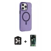 MARSİLYAN™- iPhone 14 Pro Max Kılıf Kıvılcım Asil Özel Seri - Siyah 360 Mat Full Body Arka Koruyucu + PVD Metal Kamera Lens - TU