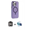 MARSİLYAN™- iPhone 14 Pro Max Kılıf Kıvılcım Asil Özel Seri - Siyah 3D Antistatik Cam Ekran Koruyucu + PVD Metal Kamera Lens - TU