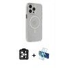MARSİLYAN™- iPhone 14 Pro Max Kılıf Kıvılcım Asil Özel Seri - Siyah 3D Antistatik Cam Ekran Koruyucu + PVD Metal Kamera Lens - TU
