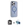 MARSİLYAN™- iPhone 14 Pro Max Kılıf Kıvılcım Asil Özel Seri - Siyah 3D Antistatik Cam Ekran Koruyucu + PVD Metal Kamera Lens - TU