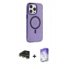 MARSİLYAN™- iPhone 14 Pro Max Kılıf Kıvılcım Asil Özel Seri - Siyah Bilvis 5in1 3D Magic Cam Ekran Koruyucu + Gold Raze Metal Kamera Lens