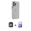 MARSİLYAN™- iPhone 14 Pro Max Kılıf Kıvılcım Asil Özel Seri - Siyah Bilvis 5in1 5D Magic Hayalet Cam Ekran Koruyucu + PVD Metal Kamera Lens - TU