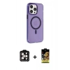 MARSİLYAN™- iPhone 14 Pro Max Kılıf Kıvılcım Asil Özel Seri - Siyah Buffer Cam Ekran Koruyucu + PVD Metal Kamera Lens - TU