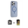 MARSİLYAN™- iPhone 14 Pro Max Kılıf Kıvılcım Asil Özel Seri - Siyah Buffer Cam Ekran Koruyucu + PVD Metal Kamera Lens - TU