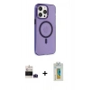 MARSİLYAN™- iPhone 14 Pro Max Kılıf Kıvılcım Asil Özel Seri - Siyah Polymer Nano Ekran Koruyucu + Derin Mor Bilvis Titan Kamera Lens