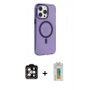 MARSİLYAN™- iPhone 14 Pro Max Kılıf Kıvılcım Asil Özel Seri - Siyah Polymer Nano Ekran Koruyucu + Turuncu PVD Metal Kamera Lens