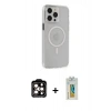 MARSİLYAN™- iPhone 14 Pro Max Kılıf Kıvılcım Asil Özel Seri - Siyah Polymer Nano Ekran Koruyucu + Turuncu PVD Metal Kamera Lens