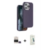 MARSİLYAN™- iPhone 14 Pro Max Kılıf Kıvılcım Çizgi Serisi - Şeffaf Pasifik Cam Ekran Koruyucu + Bilvis Titan Kamera Lens - GS
