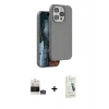 MARSİLYAN™- iPhone 14 Pro Max Kılıf Kıvılcım Çizgi Serisi - Şeffaf Pasifik Cam Ekran Koruyucu + Bilvis Titan Kamera Lens - GS