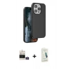MARSİLYAN™- iPhone 14 Pro Max Kılıf Kıvılcım Çizgi Serisi - Şeffaf Pasifik Cam Ekran Koruyucu + Bilvis Titan Kamera Lens - GS