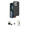 MARSİLYAN™- iPhone 14 Pro Max Kılıf Kıvılcım Çizgi Serisi - Şeffaf Pasifik Cam Ekran Koruyucu + Bilvis Titan Kamera Lens - DNMR