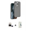MARSİLYAN™- iPhone 14 Pro Max Kılıf Kıvılcım Çizgi Serisi - Şeffaf Pasifik Cam Ekran Koruyucu + Bilvis Titan Kamera Lens - DNMR