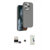 MARSİLYAN™- iPhone 14 Pro Max Kılıf Kıvılcım Çizgi Serisi - Şeffaf Pasifik Cam Ekran Koruyucu + Bilvis Titan Kamera Lens - GD