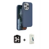 MARSİLYAN™- iPhone 14 Pro Max Kılıf Kıvılcım Çizgi Serisi - Şeffaf Pasifik Cam Ekran Koruyucu + PVD Metal Kamera Lens - TU