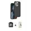 MARSİLYAN™- iPhone 14 Pro Max Kılıf Kıvılcım Çizgi Serisi - Şeffaf Pasifik Cam Ekran Koruyucu + PVD Metal Kamera Lens - TU