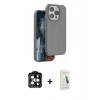 MARSİLYAN™- iPhone 14 Pro Max Kılıf Kıvılcım Çizgi Serisi - Şeffaf Pasifik Cam Ekran Koruyucu + PVD Metal Kamera Lens - TU