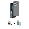 MARSİLYAN™- iPhone 14 Pro Max Kılıf Kıvılcım Çizgi Serisi - Şeffaf Royal Nano Ekran Koruyucu + Bilvis Titan Kamera Lens - GS