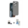 MARSİLYAN™- iPhone 14 Pro Max Kılıf Kıvılcım Çizgi Serisi - Şeffaf Royal Nano Ekran Koruyucu + Bilvis Titan Kamera Lens - GD