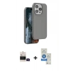MARSİLYAN™- iPhone 14 Pro Max Kılıf Kıvılcım Çizgi Serisi - Şeffaf Royal Nano Ekran Koruyucu + Bilvis Titan Kamera Lens - SH