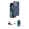 MARSİLYAN™- iPhone 14 Pro Max Kılıf Kıvılcım Çizgi Serisi - Siyah 18D Cam Ekran Koruyucu + Gold Bilvis Titan Kamera Lens