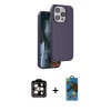 MARSİLYAN™- iPhone 14 Pro Max Kılıf Kıvılcım Çizgi Serisi - Siyah 18D Cam Ekran Koruyucu + PVD Metal Kamera Lens - TU