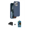 MARSİLYAN™- iPhone 14 Pro Max Kılıf Kıvılcım Çizgi Serisi - Siyah 18D Cam Ekran Koruyucu + Raze Metal Kamera Lens - GS