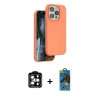 MARSİLYAN™- iPhone 14 Pro Max Kılıf Kıvılcım Çizgi Serisi - Siyah 18D Cam Ekran Koruyucu + PVD Metal Kamera Lens - TU