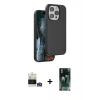 MARSİLYAN™- iPhone 14 Pro Max Kılıf Kıvılcım Çizgi Serisi - Siyah 360 Mat Full Body Arka Koruyucu + Bilvis Titan Kamera Lens - GS
