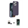 MARSİLYAN™- iPhone 14 Pro Max Kılıf Kıvılcım Çizgi Serisi - Siyah 360 Mat Full Body Arka Koruyucu + Bilvis Titan Kamera Lens - GD