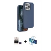 MARSİLYAN™- iPhone 14 Pro Max Kılıf Kıvılcım Çizgi Serisi - Siyah 3D Antistatik Cam Ekran Koruyucu + Bilvis Titan Kamera Lens - DNMR