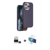 MARSİLYAN™- iPhone 14 Pro Max Kılıf Kıvılcım Çizgi Serisi - Siyah 3D Antistatik Cam Ekran Koruyucu + Bilvis Titan Kamera Lens - DNMR