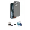 MARSİLYAN™- iPhone 14 Pro Max Kılıf Kıvılcım Çizgi Serisi - Siyah 3D Antistatik Cam Ekran Koruyucu + Bilvis Titan Kamera Lens - GS