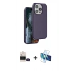 MARSİLYAN™- iPhone 14 Pro Max Kılıf Kıvılcım Çizgi Serisi - Siyah 3D Antistatik Cam Ekran Koruyucu + Siyah Bilvis Titan Kamera Lens