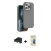 MARSİLYAN™- iPhone 14 Pro Max Kılıf Kıvılcım Çizgi Serisi - Siyah 6D Mat Seramik Hayalet Nano Ekran Koruyucu + Raze Metal Kamera Lens - GS