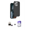 MARSİLYAN™- iPhone 14 Pro Max Kılıf Kıvılcım Çizgi Serisi - Siyah Bilvis 5in1 3D Magic Cam Ekran Koruyucu + Bilvis Titan Kamera Lens - GD