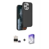 MARSİLYAN™- iPhone 14 Pro Max Kılıf Kıvılcım Çizgi Serisi - Siyah Bilvis 5in1 3D Magic Cam Ekran Koruyucu + Bilvis Titan Kamera Lens - GS