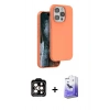 MARSİLYAN™- iPhone 14 Pro Max Kılıf Kıvılcım Çizgi Serisi - Siyah Bilvis 5in1 5D Magic Hayalet Cam Ekran Koruyucu + PVD Metal Kamera Lens - TU