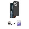 MARSİLYAN™- iPhone 14 Pro Max Kılıf Kıvılcım Çizgi Serisi - Siyah Bilvis 5in1 5D Magic Hayalet Cam Ekran Koruyucu + Bilvis Titan Kamera Lens - SH