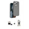 MARSİLYAN™- iPhone 14 Pro Max Kılıf Kıvılcım Çizgi Serisi - Siyah Bilvis Hayalet Cam Ekran Koruyucu + Derin Mor Bilvis Titan Kamera Lens