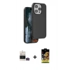 MARSİLYAN™- iPhone 14 Pro Max Kılıf Kıvılcım Çizgi Serisi - Siyah Buffer Cam Ekran Koruyucu + Bilvis Titan Kamera Lens - GD